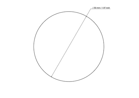 technical drawing of 50 mm sanded birch wood ball