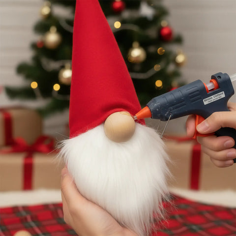 Split wooden ball used as gnome nose for Christmas decoration