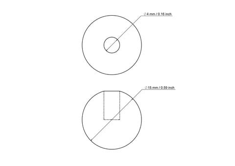 15 mm beržo medienos kaištelio gaubtelis su 4 mm skyle