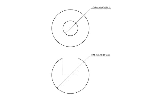 15 mm beržo medienos kaištelio gaubtelis su 6 mm skyle
