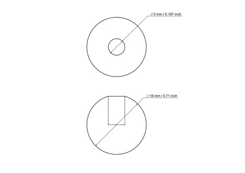 18 mm beržinio medžio kaištelio gaubtelis su 5 mm skylute