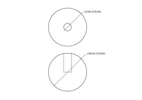 20 mm beržo medienos kaištelio gaubtelis su 4 mm skyle