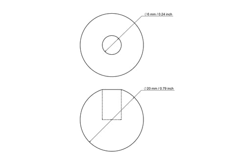 20 mm beržinis medinis kaištelio dangtelis su 6 mm skylute
