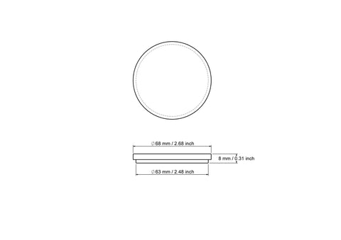 63 mm medinio stiklainio dangtelio techninis brėžinys