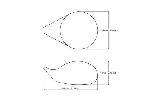 54 mm medinės ežiuko miniatiūrinės figūrėlės techninis brėžinys