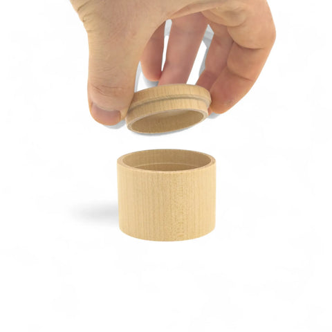 50 x 42 mm apvali tekinta medinė smulkmenų dėžutė su dangteliu