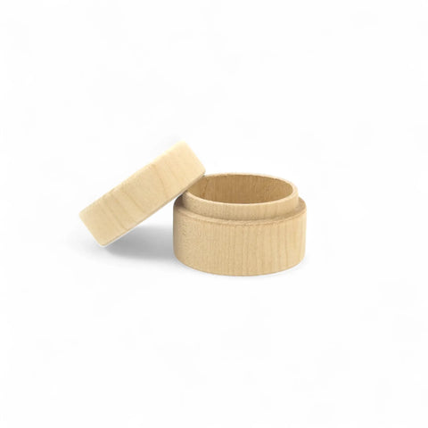 50 x 37 mm apvali tekinta medinė smulkmenų dėžutė su dangteliu
