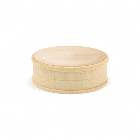 Tekinta apvali medinė dėžutė 61 x 21 mm
