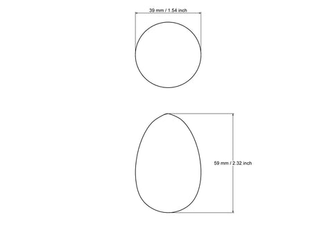 39 mm tekinto medinio vištos kiaušinio techninis brėžinys