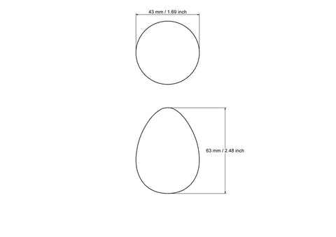 43 mm medinio vištos kiaušinio techninis brėžinys