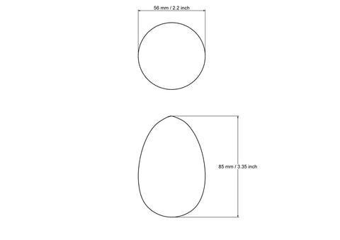 56 mm medinio vištos kiaušinio techninis brėžinys