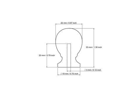 33 mm tekintos medinės spintelės rankenėlės techninis brėžinys