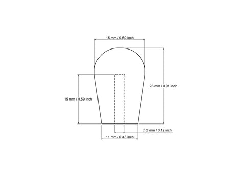 Techninis 11 mm mini ąžuolinės medinės baldų rankenėlės brėžinys