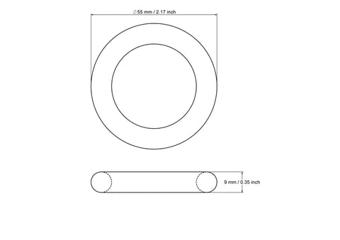 55 mm medinio mėtymo žiedo rankdarbiams techninis brėžinys