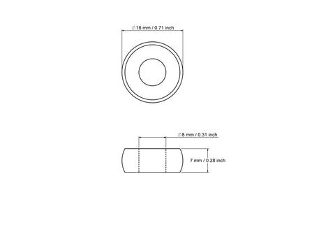18 mm medinio spurgos formos tarpinio žiedo techninis brėžinys