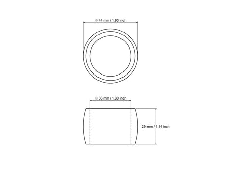 44 mm medinio servetėlių žiedo techninis brėžinys