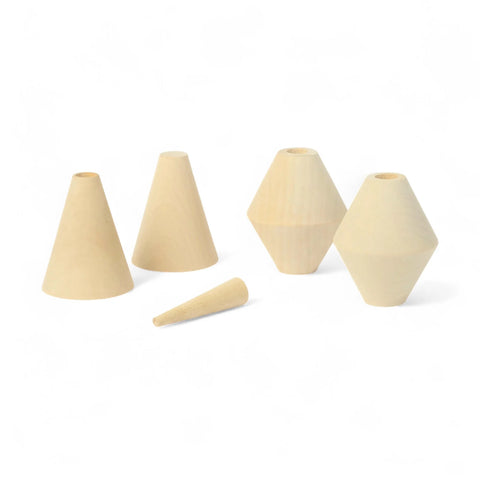 Turned wood cones with holes